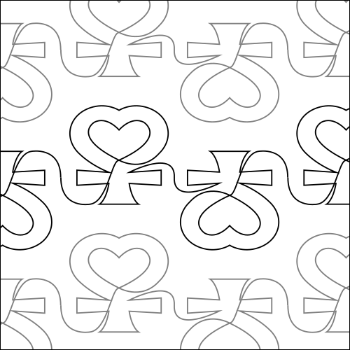 Anime Heart Cross - quilting pantograph