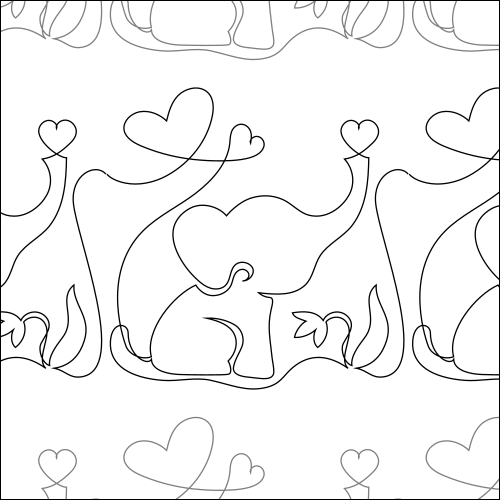 Elephant Hearts - quilting pantograph