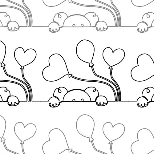 Peeking Bear Balloons - quilting pantograph