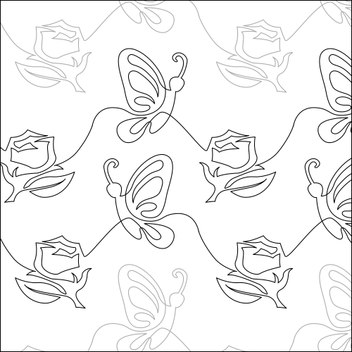 Butterfly Rose - quilting pantograph