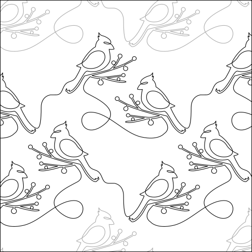 Christmas Cardinal Twins - quilting pantograph